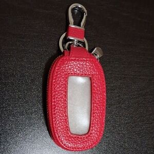 Red Leather Keychain Pouch
